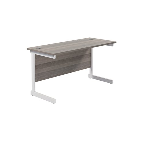 Jemini Single Rectangular Desk 1400x600x730mm Grey Oak/White KF800593