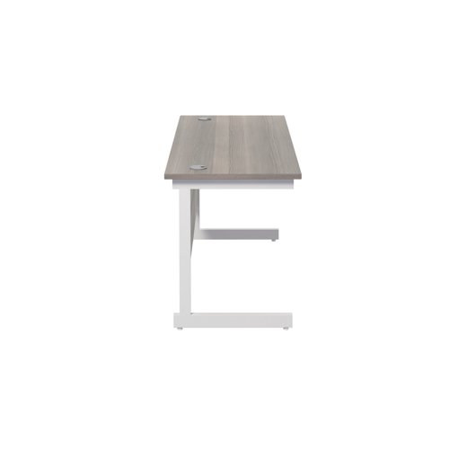 Jemini Single Rectangular Desk 1400x600x730mm Grey Oak/White KF800593