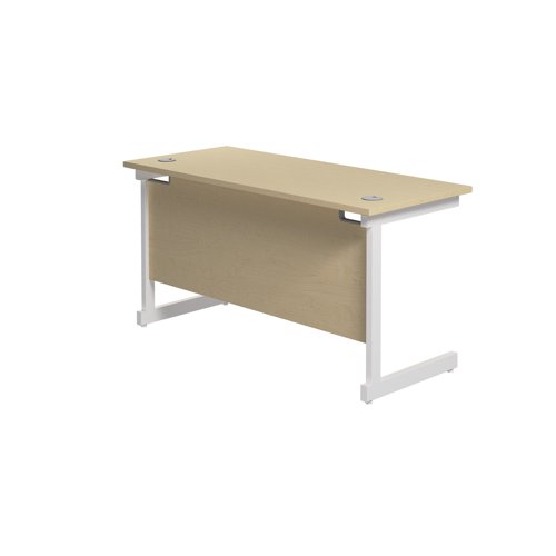 Jemini Single Rectangular Desk 1400x600x730mm Maple/White KF800620