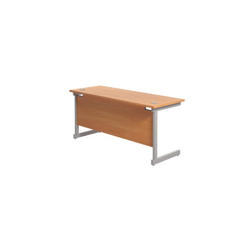 Jemini Single Rectangular Desk 1600x600x730mm Beech/Silver KF800648
