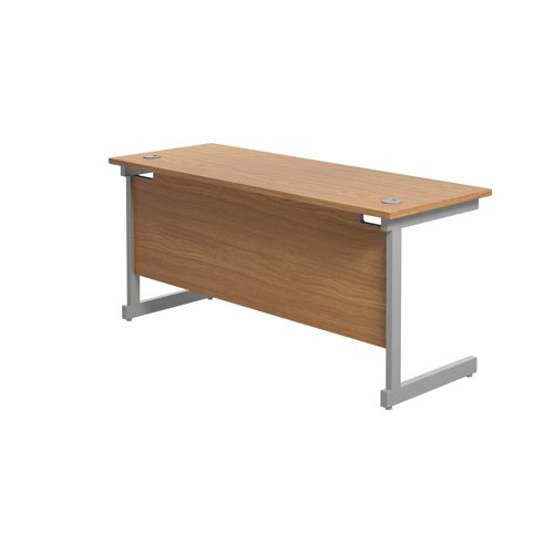 Jemini Single Rectangular Desk 1600x600x730mm Nova Oak/Silver KF800660 - KF800660