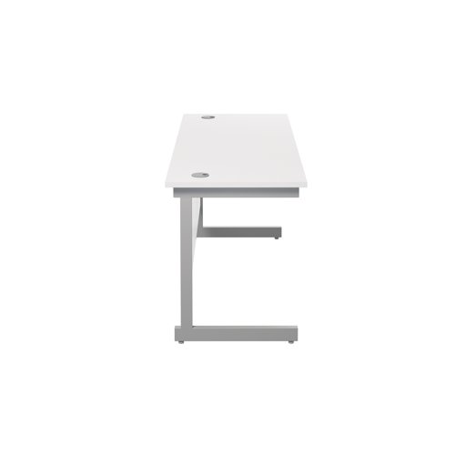 Jemini Single Rectangular Desk 1600x600x730mm White/Silver KF800676 - KF800676