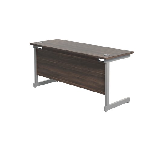Jemini Single Rectangular Desk 1600x600x730mm Dark Walnut/Silver KF800698