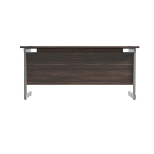 Jemini Single Rectangular Desk 1600x600x730mm Dark Walnut/Silver KF800698 - KF800698