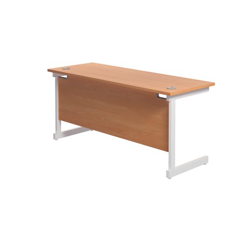 Jemini Single Rectangular Desk 1600x600x730mm Beech/White KF800703