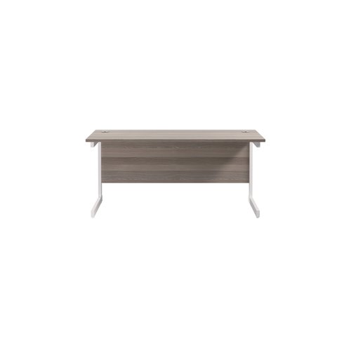 Jemini Single Rectangular Desk 1600x600x730mm Grey Oak/White KF800719