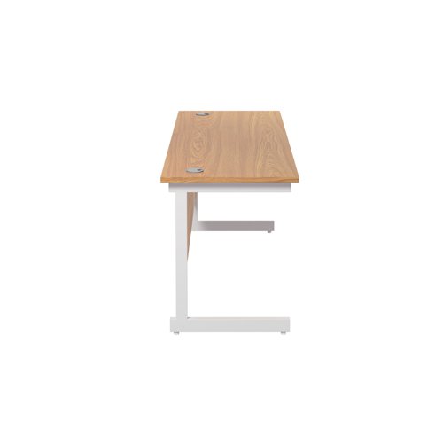 Jemini Single Rectangular Desk 1600x600x730mm Nova Oak/White KF800725 - KF800725