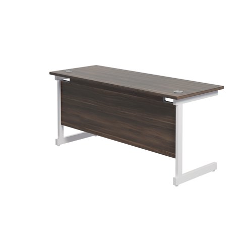Jemini Single Rectangular Desk 1600x600x730mm Dark Walnut/White KF800750