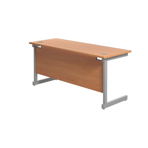 Jemini Single Rectangular Desk 1800x600x730mm Beech/Silver KF800766