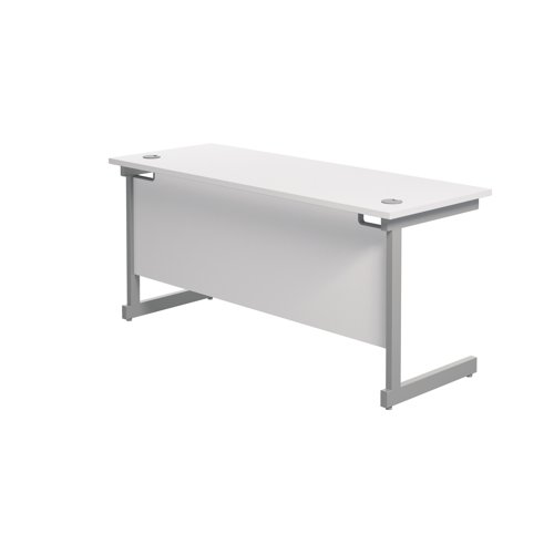 Jemini Single Rectangular Desk 1800x600x730mm White/Silver KF800794