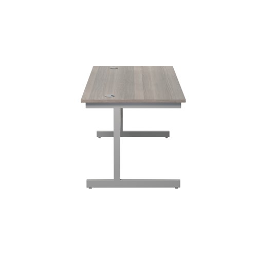Jemini Single Rectangular Desk 1200x800x730mm Grey Oak/Silver KF801014