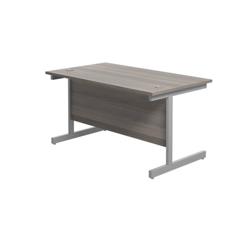 Jemini Single Rectangular Desk 1200x800x730mm Grey Oak/Silver KF801014