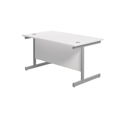 KF801033 Jemini Single Rectangular Desk 1200x800x730mm White/Silver KF801033
