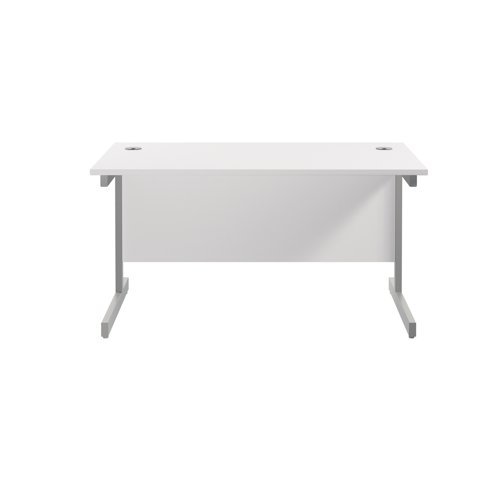 Jemini Single Rectangular Desk 1200x800x730mm White/Silver KF801033