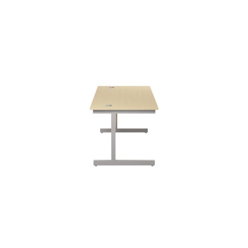 Jemini Single Rectangular Desk 1200x800x730mm Maple/Silver KF801049