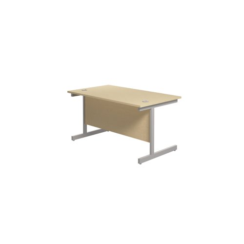 Jemini Single Rectangular Desk 1200x800x730mm Maple/Silver KF801049