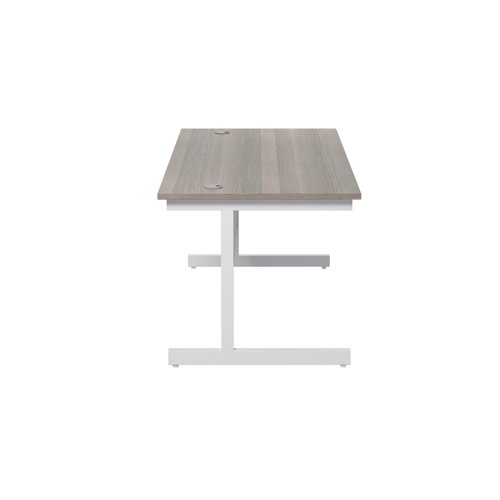 Jemini Single Rectangular Desk 1200x800x730mm Grey Oak/White KF801077