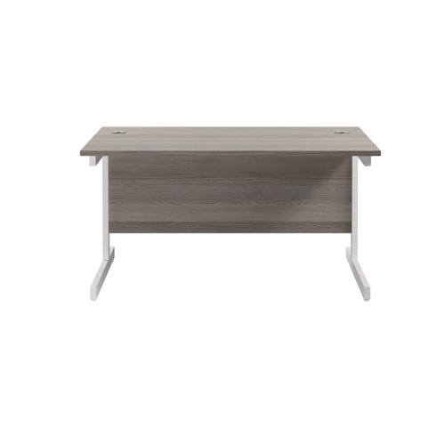 Jemini Single Rectangular Desk 1200x800x730mm Grey Oak/White KF801077 - KF801077