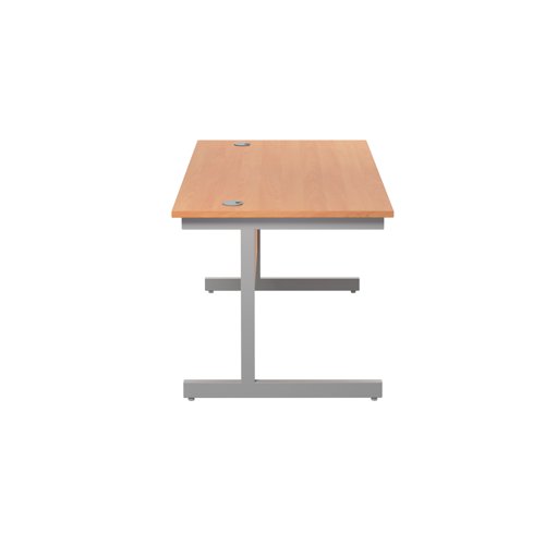 Jemini Single Rectangular Desk 1400x800x730mm Beech/Silver KF801126