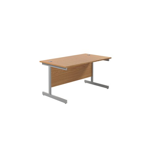 Jemini Single Rectangular Desk 1400x800x730mm Nova Oak/Silver KF801145