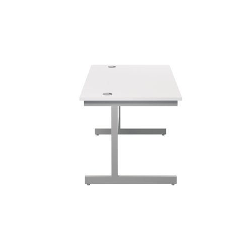 Jemini Single Rectangular Desk 1400x800x730mm White/Silver KF801151 - KF801151