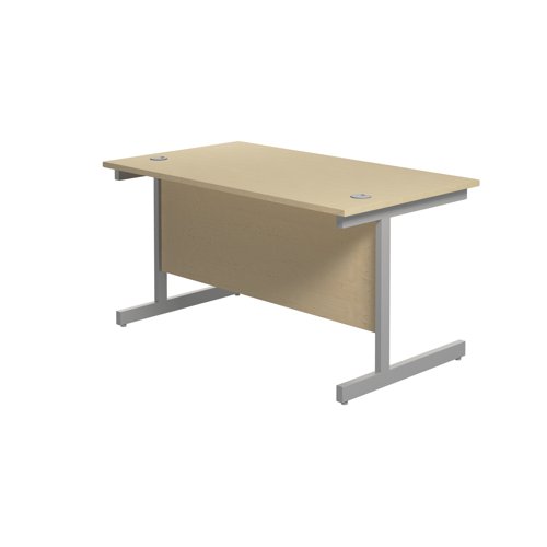 Jemini Single Rectangular Desk 1400x800x730mm Maple/Silver KF801167 - KF801167