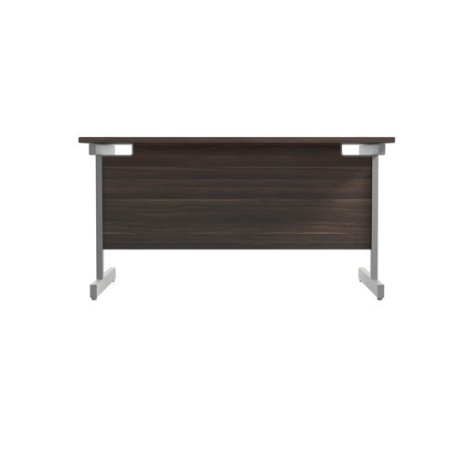Jemini Single Rectangular Desk 1400x800x730mm Dark Walnut/Silver KF801173