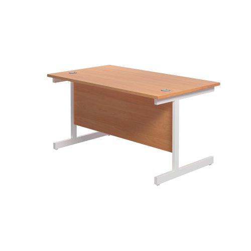 Jemini Single Rectangular Desk 1400x800x730mm Beech/White KF801189 - KF801189