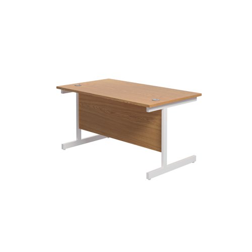 Jemini Single Rectangular Desk 1400x800x730mm Nova Oak/White KF801200 Office Desks KF801200