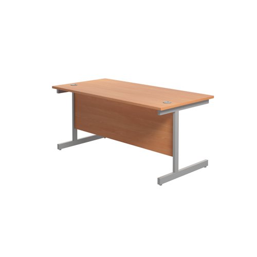Jemini Single Rectangular Desk 1600x800x730mm Beech/Silver KF801241 - KF801241