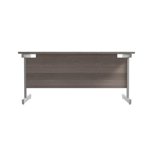 Jemini Single Rectangular Desk 1600x800x730mm Grey Oak/Silver KF801257