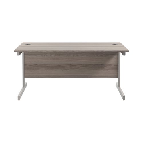 Jemini Single Rectangular Desk 1600x800x730mm Grey Oak/Silver KF801257 - KF801257