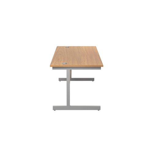 Jemini Single Rectangular Desk 1600x800x730mm Nova Oak/Silver KF801263 - KF801263