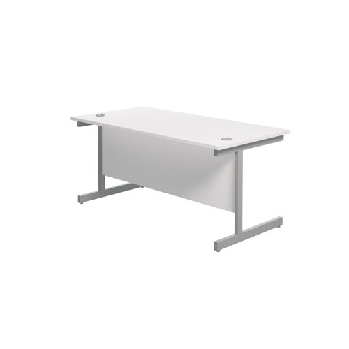 Jemini Single Rectangular Desk 1600x800x730mm White/Silver KF801279 - KF801279