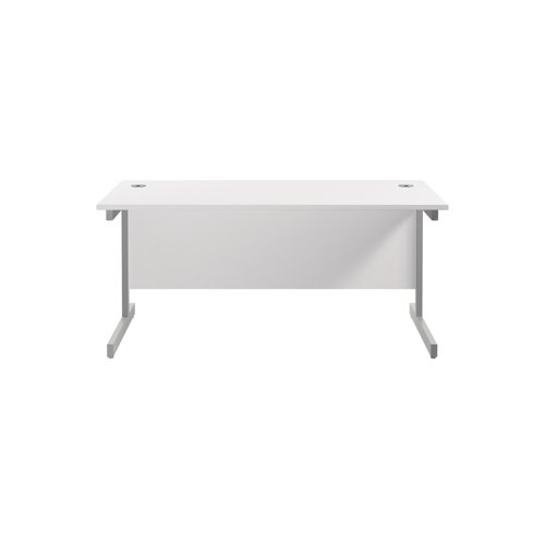 Jemini Single Rectangular Desk 1600x800x730mm White/Silver KF801279
