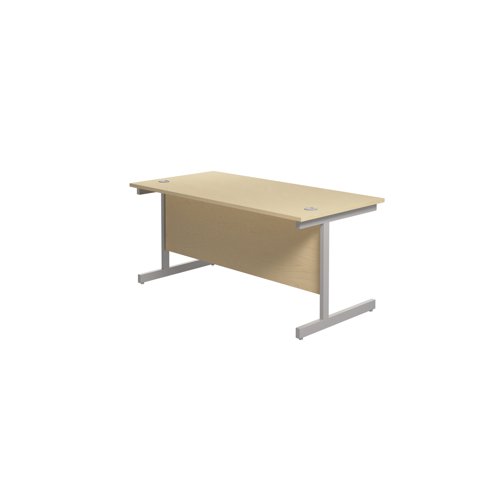 Jemini Single Rectangular Desk 1600x800x730mm Maple/Silver KF801285 - KF801285