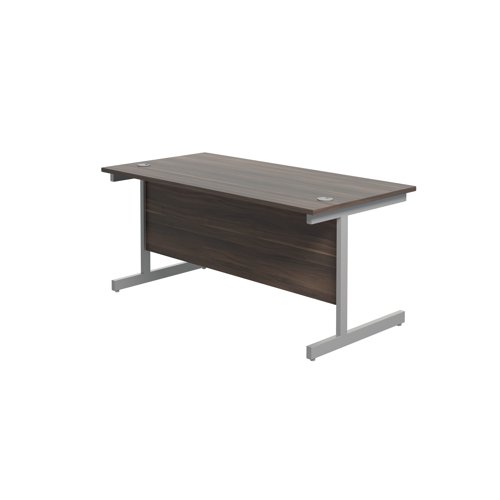 Jemini Single Rectangular Desk 1600x800x730mm Dark Walnut/Silver KF801291 - KF801291