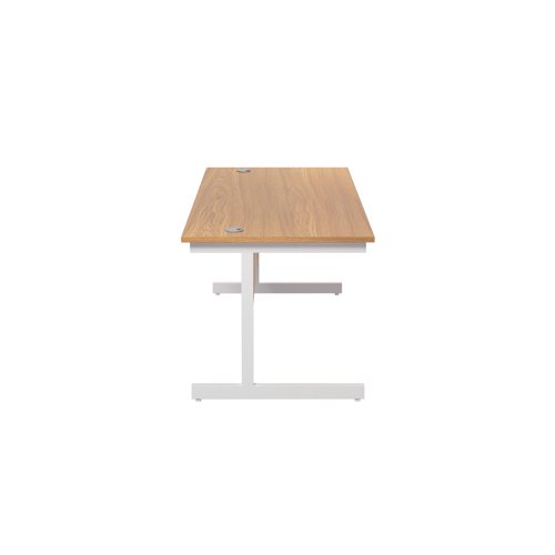 Jemini Single Rectangular Desk 1600x800x730mm Nova Oak/White KF801328