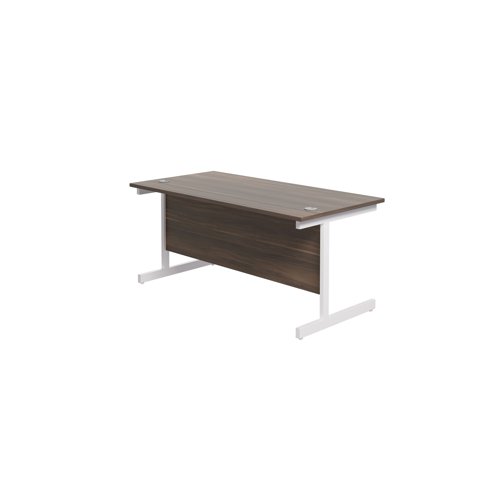 Jemini Single Rectangular Desk 1600x800x730mm Dark Walnut/White KF801353 - KF801353