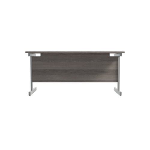 Jemini Single Rectangular Desk 1800x800x730mm Grey Oak/Silver KF801375