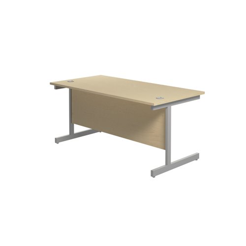 Jemini Single Rectangular Desk 1800x800x730mm Maple/Silver KF801402