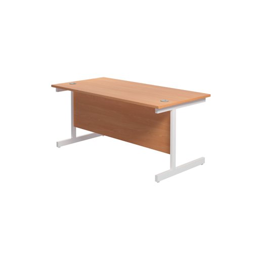 Jemini Single Rectangular Desk 1800x800x730mm Beech/White KF801424