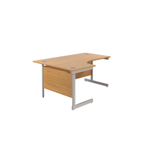 Jemini Radial Left Hand Cantilever Desk 1600x1200x730mm Nova Oak/Silver KF801740