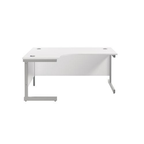 Jemini Radial Left Hand Cantilever Desk 1600x1200x730mm White/Silver KF801756