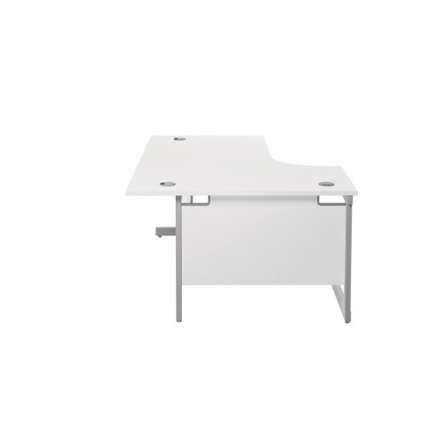 Jemini Radial Left Hand Cantilever Desk 1600x1200x730mm White/Silver KF801756 - KF801756