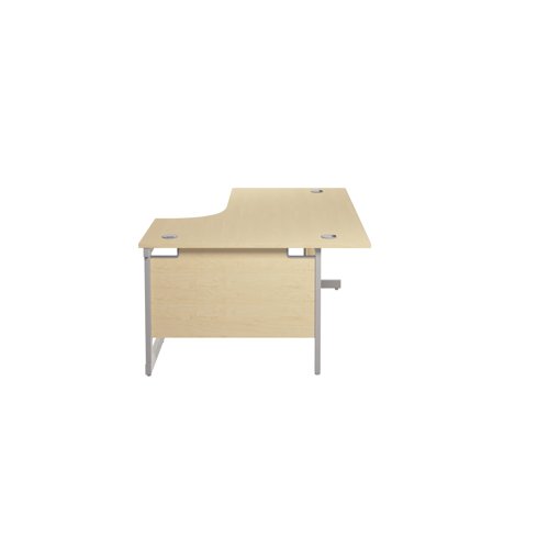 Suitable for use in a variety of office environments, this Jemini Radial Desk features a strong cantilever frame for support and stability. The radial design offers easy working access to your computer, as well as ample additional desktop space. It features a 25mm thick desktop with dual cable management ports to keep workspaces tidy and free from wires. The desk includes a modesty panel as standard and is suitable for use with Jemini Under Desk Pedestals.