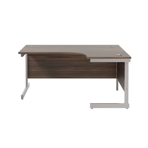 Jemini Radial Right Hand Cantilever Desk 1600x1200x730mm Dark Walnut/Silver KF801830 - KF801830