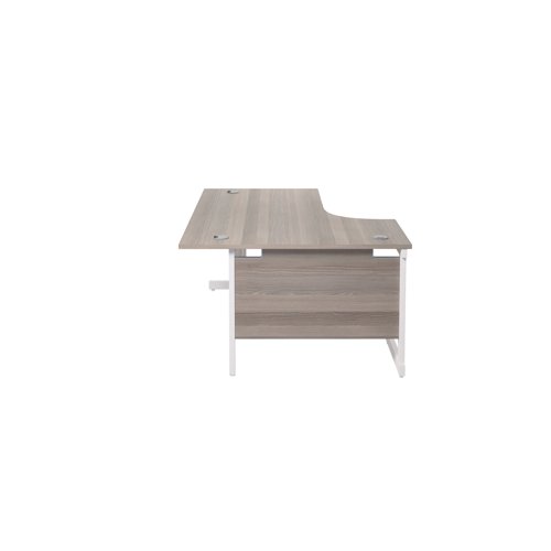Jemini Radial Left Hand Cantilever Desk 1600x1200x730mm Grey Oak/White KF801852