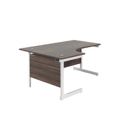 Jemini Radial Left Hand Cantilever Desk 1600x1200x730mm Dark Walnut/White KF801896