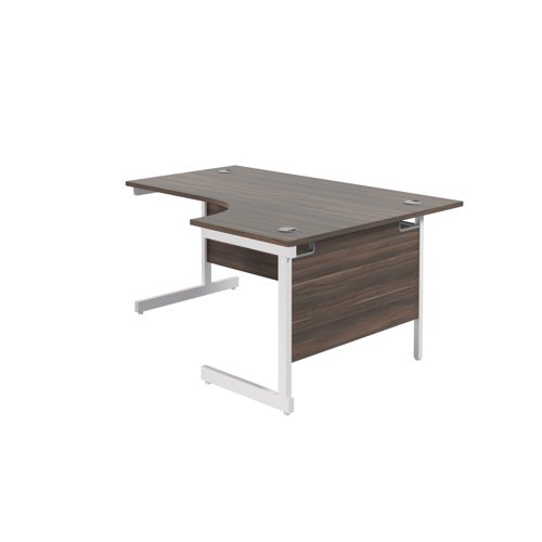 Jemini Radial Right Hand Cantilever Desk 1600x1200x730mm Dark Walnut/White KF801958 - KF801958